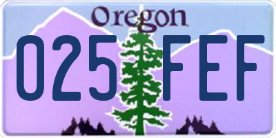 OR license plate 025FEF