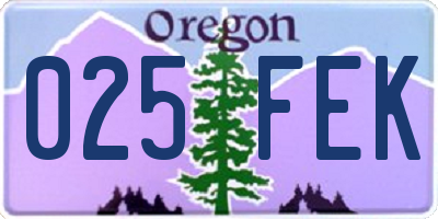 OR license plate 025FEK