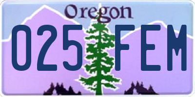 OR license plate 025FEM
