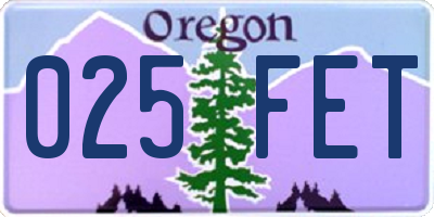 OR license plate 025FET