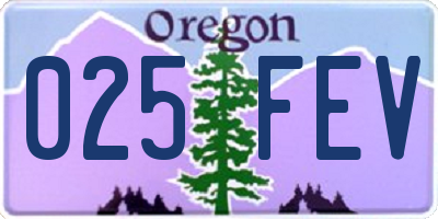 OR license plate 025FEV