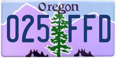 OR license plate 025FFD