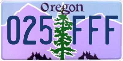 OR license plate 025FFF