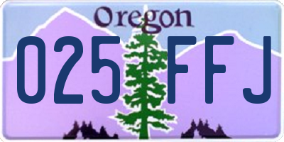 OR license plate 025FFJ