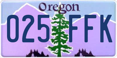 OR license plate 025FFK