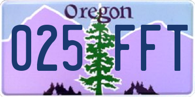 OR license plate 025FFT