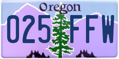 OR license plate 025FFW