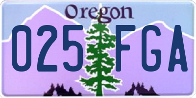 OR license plate 025FGA