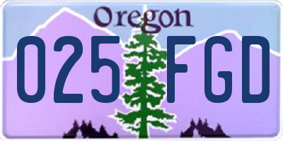 OR license plate 025FGD