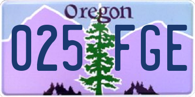 OR license plate 025FGE