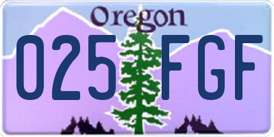 OR license plate 025FGF
