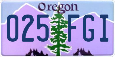 OR license plate 025FGI