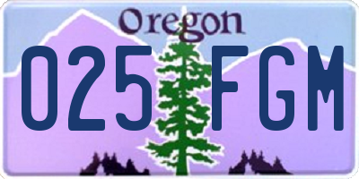 OR license plate 025FGM