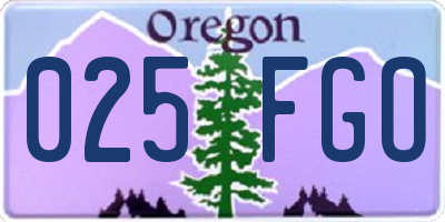 OR license plate 025FGO