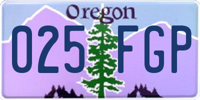 OR license plate 025FGP