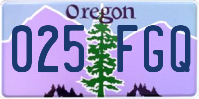 OR license plate 025FGQ