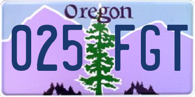 OR license plate 025FGT