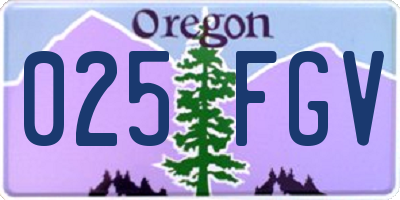 OR license plate 025FGV