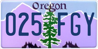 OR license plate 025FGY
