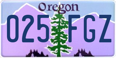 OR license plate 025FGZ