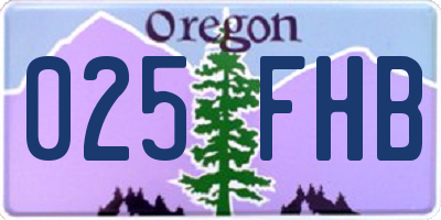OR license plate 025FHB