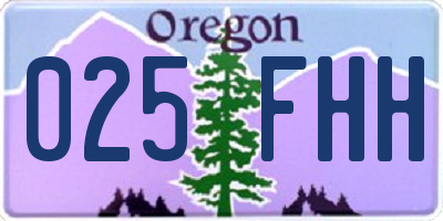 OR license plate 025FHH