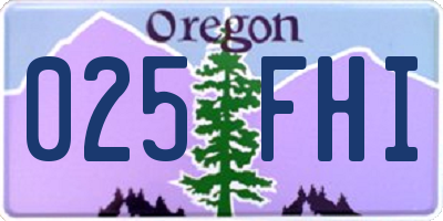 OR license plate 025FHI