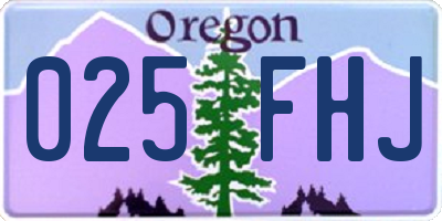 OR license plate 025FHJ