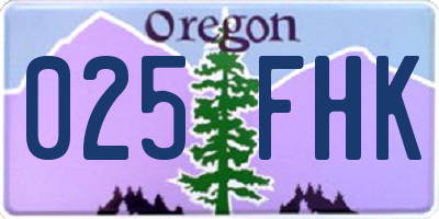 OR license plate 025FHK