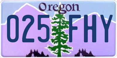 OR license plate 025FHY