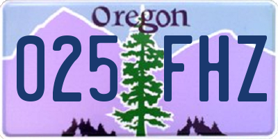 OR license plate 025FHZ