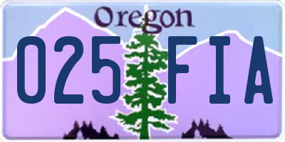 OR license plate 025FIA
