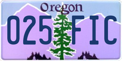 OR license plate 025FIC