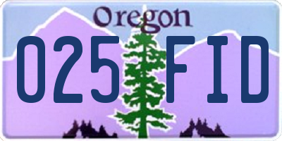 OR license plate 025FID