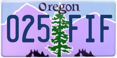 OR license plate 025FIF