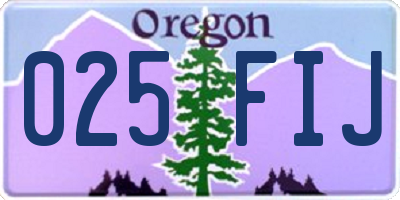 OR license plate 025FIJ