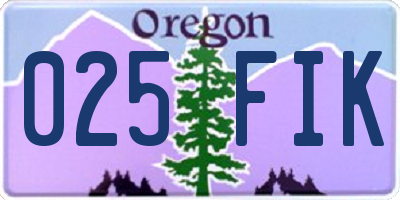 OR license plate 025FIK