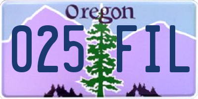 OR license plate 025FIL