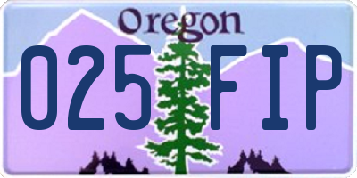 OR license plate 025FIP