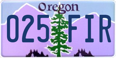 OR license plate 025FIR