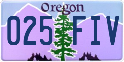 OR license plate 025FIV