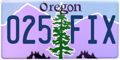 OR license plate 025FIX