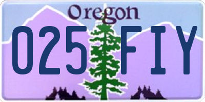 OR license plate 025FIY