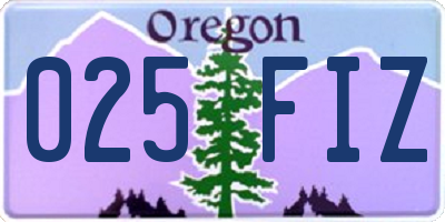 OR license plate 025FIZ