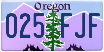 OR license plate 025FJF