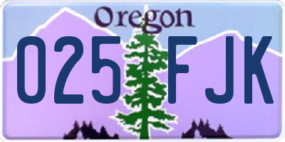 OR license plate 025FJK