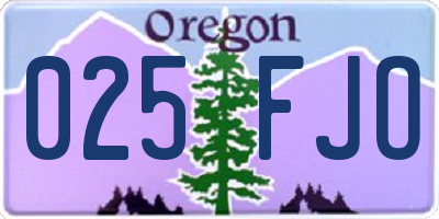 OR license plate 025FJO