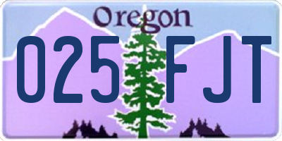 OR license plate 025FJT