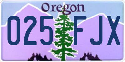 OR license plate 025FJX