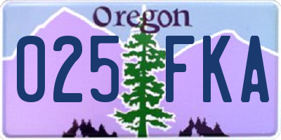 OR license plate 025FKA